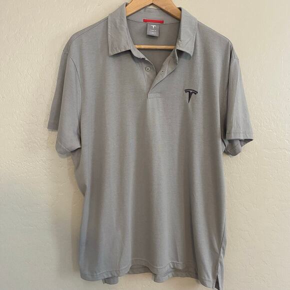 Tesla Motors Employee Polo Shirt Mens Size XL Official Embroidered Grey Gray